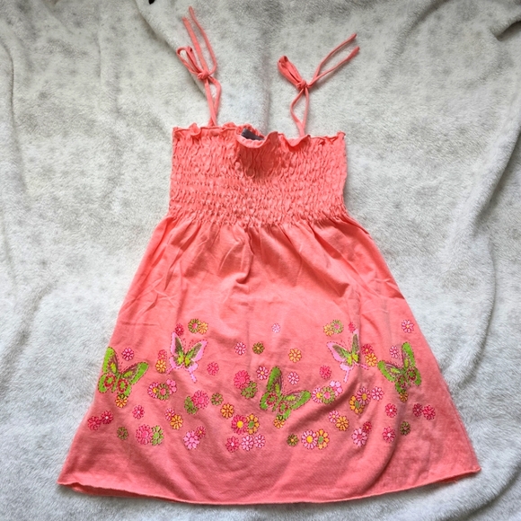 Other - Kody Brand Coral butterfly smocked dress.  Size L. Nwt